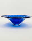 1980s MOUTH BLOWN COBALT BLUE SPATTER GLASS COMPORT/BOWL