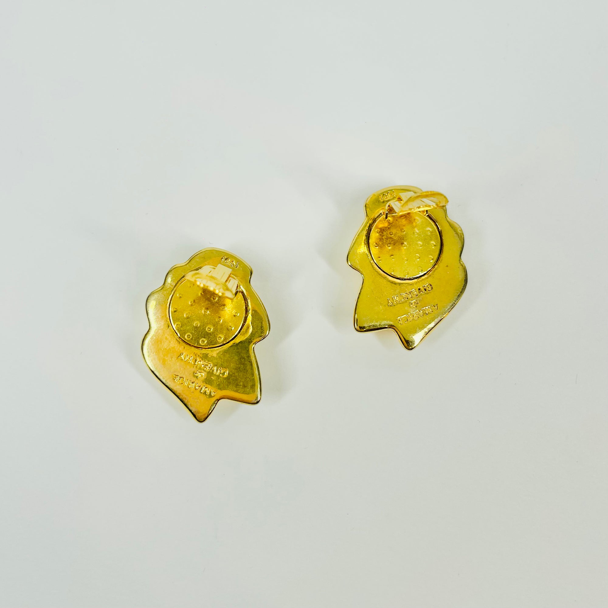 1991 GIVENCY GOLD WAVES KNOT CLIP ON EARRINGS
