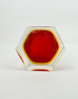 1950s RED RUBY GOLD MURANO MANDRUZZATO SOMMERSO FACETED GLASS HEXAGON BOWL