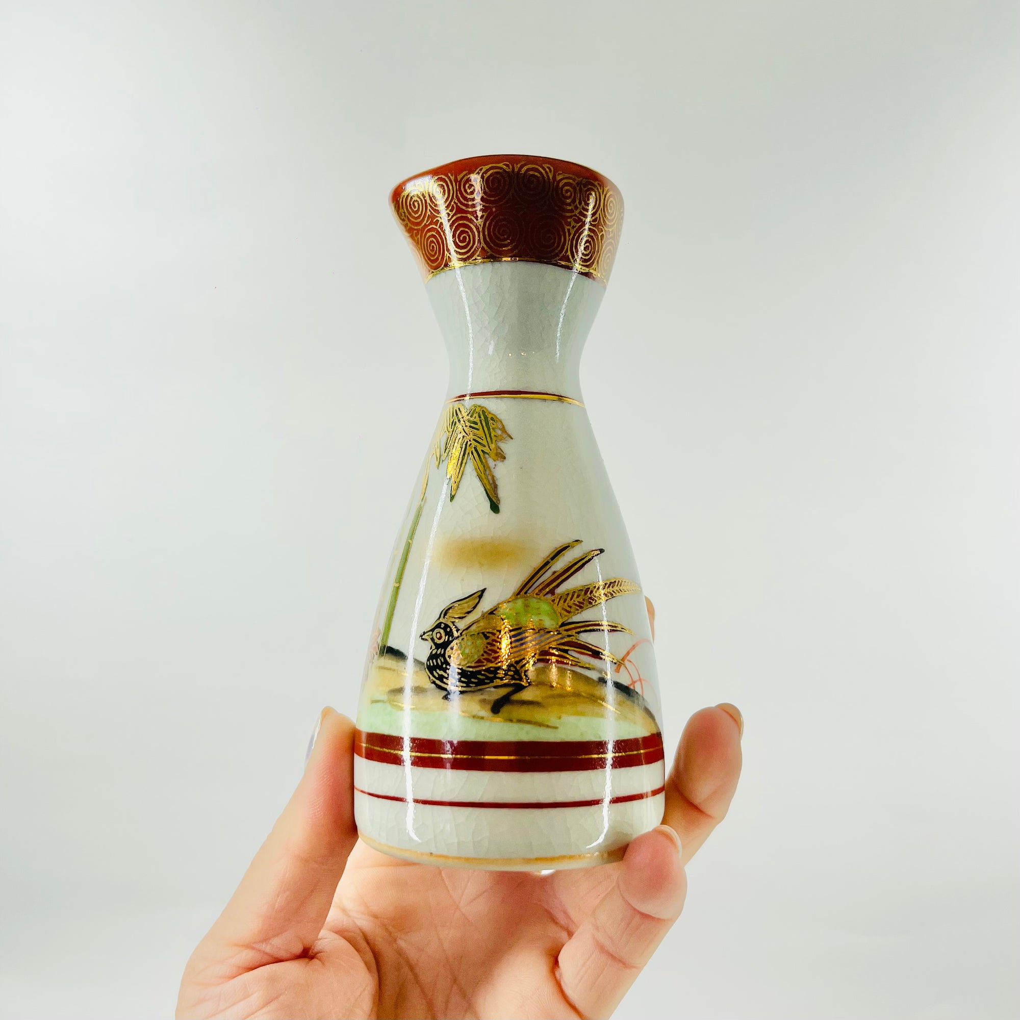 ANTIQUE HAND PAINTED JAPANESE SAKE SET