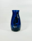 1980s MOUTH BLOWN AUSTRALIAN STUDIO PURPLE IRIDESCENT GLASS POSY VASE WITH POLKA DOTS