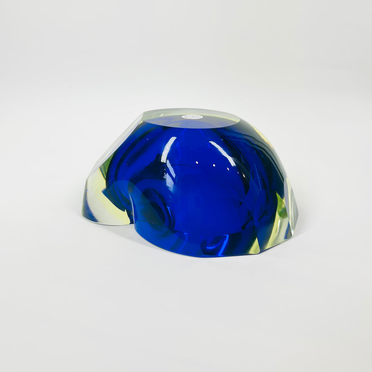 1940s BLUE GREEN COBALT BLUE SOMMERSO URANIUM GLASS GEODE BOWL
