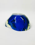 1940s BLUE GREEN COBALT BLUE SOMMERSO URANIUM GLASS GEODE BOWL