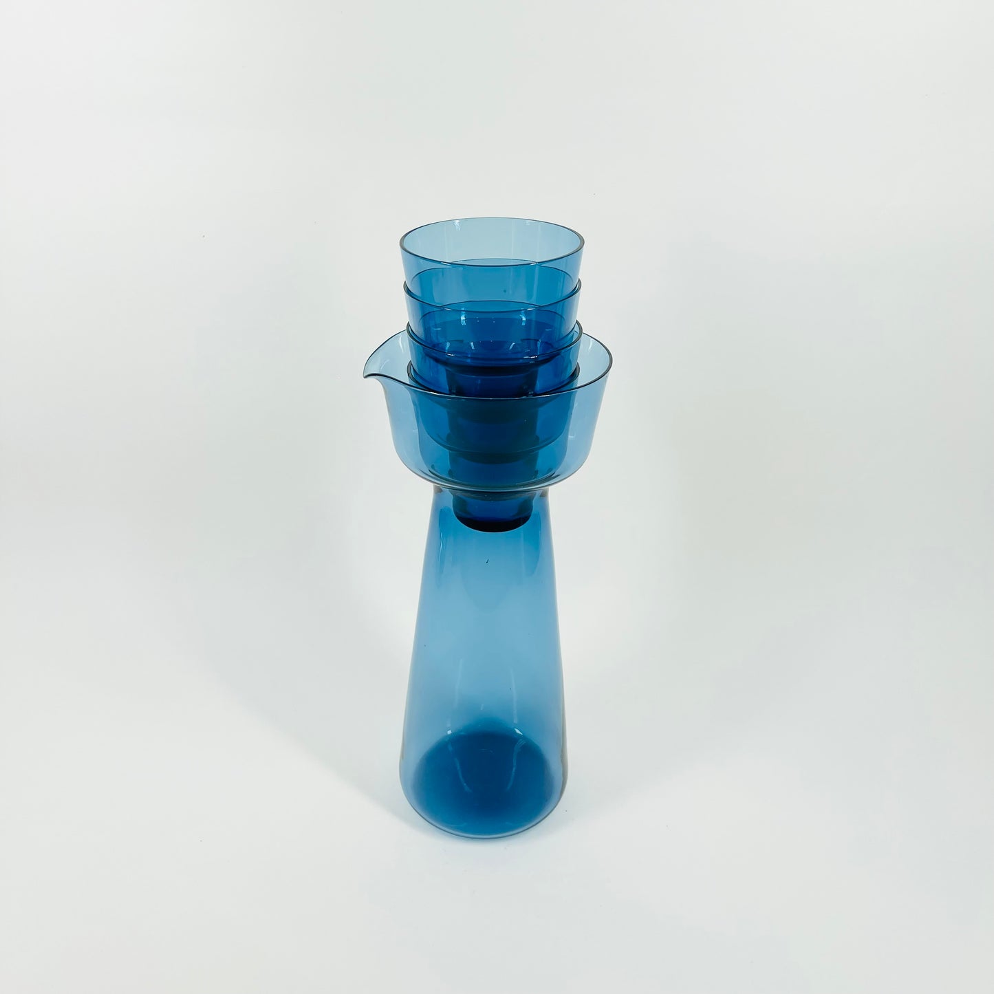 MCM BLUE GLASS IITTALA KARTIO CARAFE SET