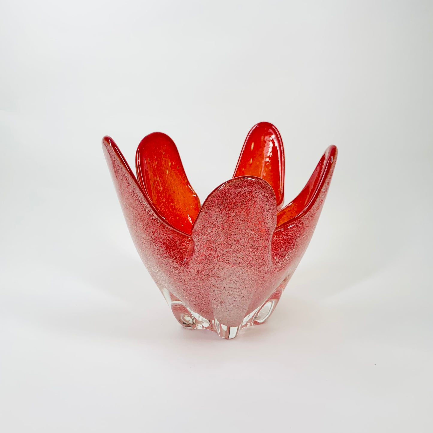 MCM MURANO RED HANDKERCHIEF VASE