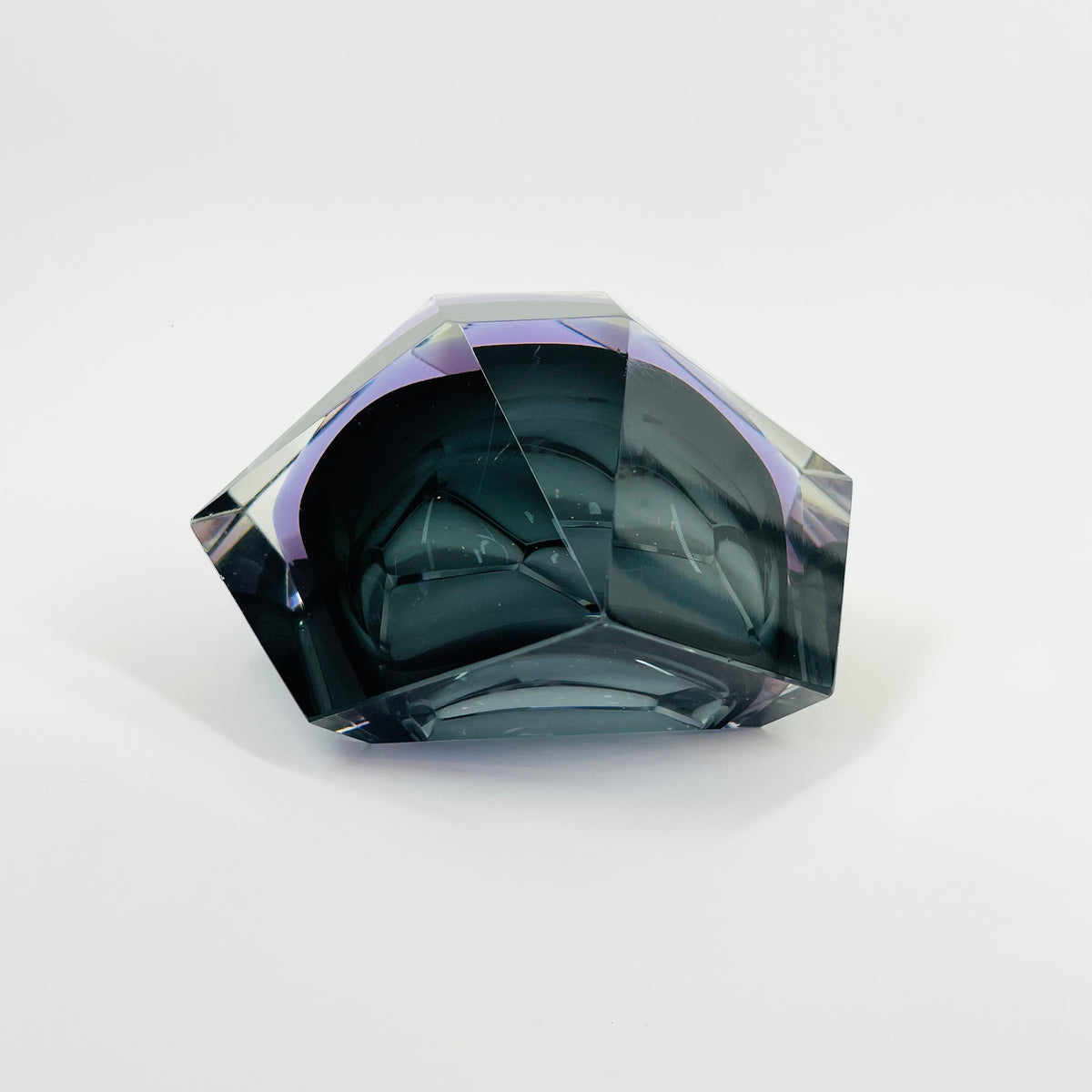 1960s PINK PURPLE GREY SOMMERSO DIAMOND FACETED GLASS BOWL