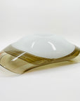 1980s CZECH LARGE CASED BROWN PINCHED GLASS BOWL