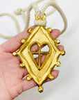 1980s HAND MADE CANADIAN CHRISTIAN LACROIX STYLE BRASS PENDANT NECKLACE