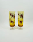 1970s JAPANESE AMBER FOOTED FLOWER POWER HIGHBALL GLASSES