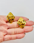 1995 CHANEL CC LOGO MARK RHOMBUS CLIP ON EARRINGS