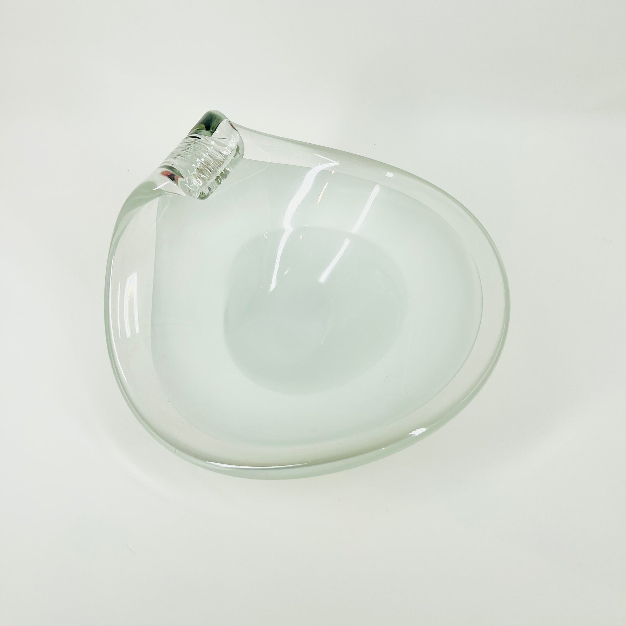 1970s JAPANESE CASED WHITE GLASS HOKUSAI WAVES BOWL