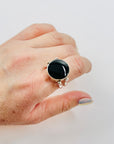 1950s DANISH SPINNER SILVER RING WITH MOHER OF PEARL AND ONYX