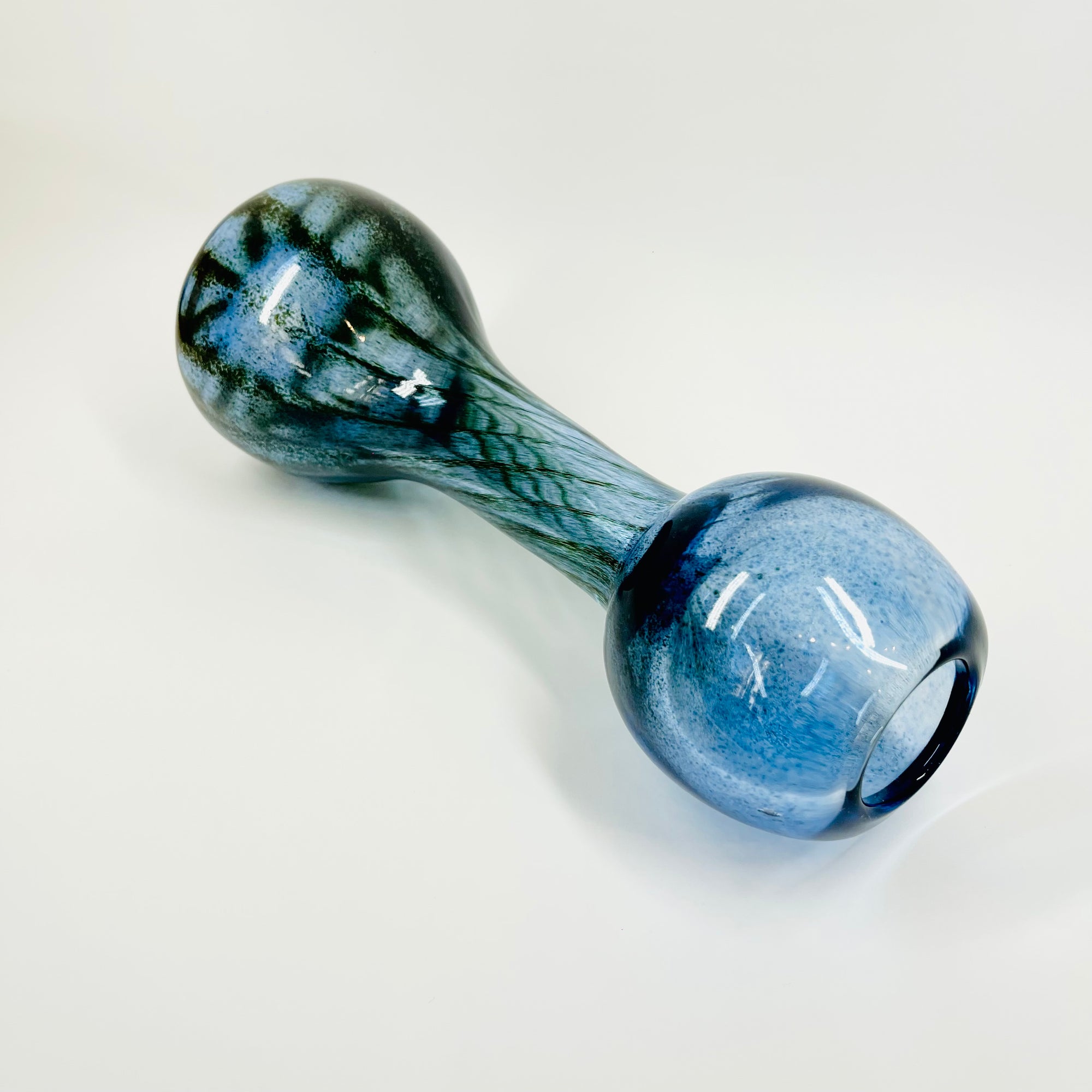 1980s KOSTA BODA MOUTH BLOWN BLUE ART GLASS VASE BY GORAN WARFF