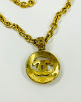 1994 CHANEL FILIGREE HOLLOW LOGO MEDALLION PENDANT NECKLACE WITH FANCY LINKS