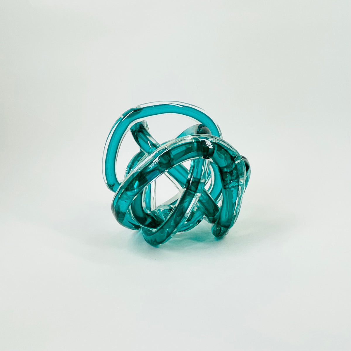 1980s MURANO TEAL BLUE SOMMERSO GLASS BALL