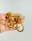 1996 CHANEL CC LOGO TEAR DROP CLIP ON EARRINGS