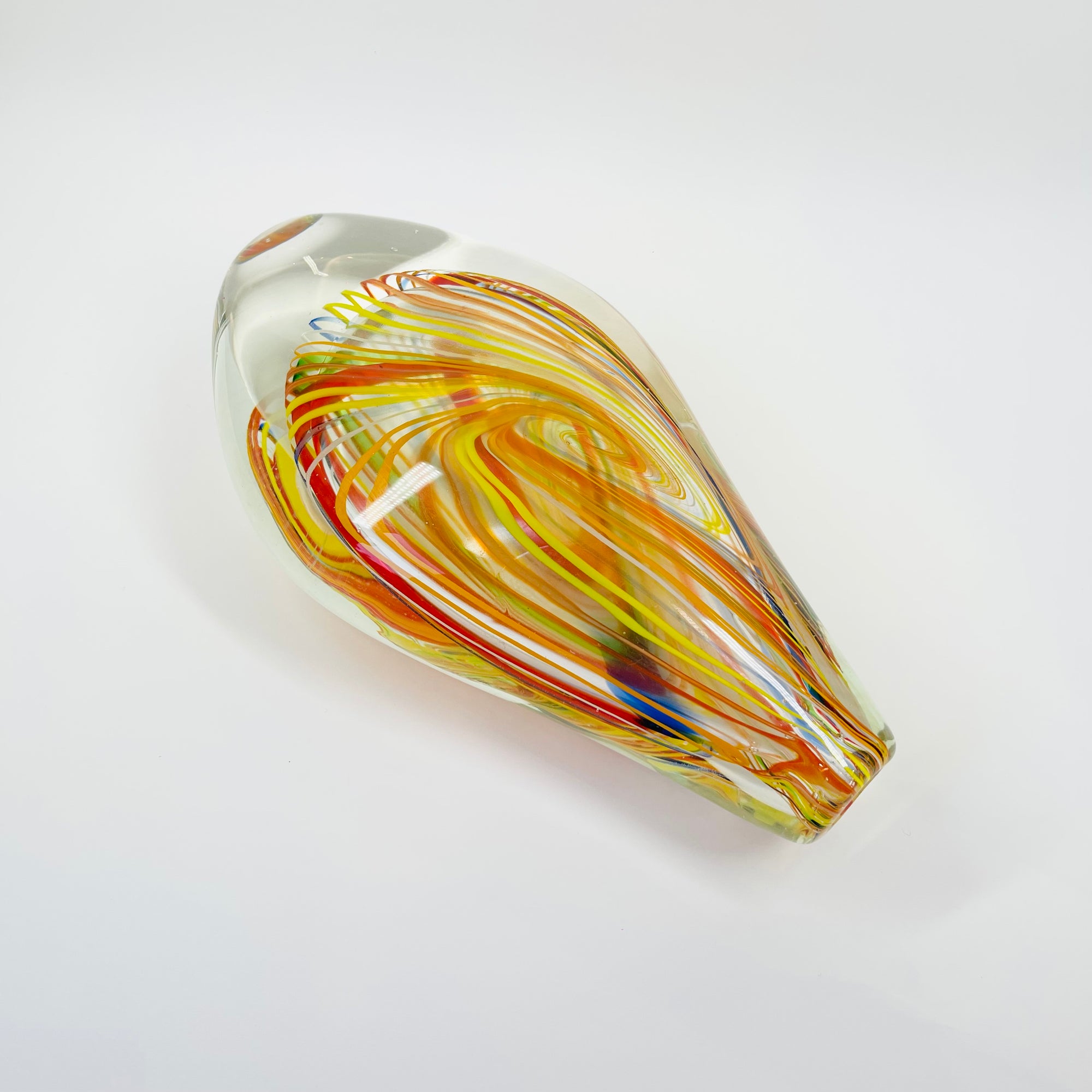 1980s MURANO HARLEQUIN LATTICINO ART GLASS VASE