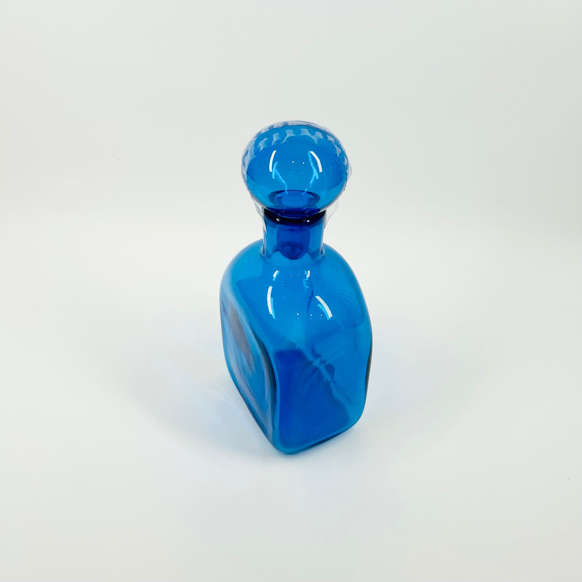 1970s BLENKO KINGFISHER BLUE GLASS DECANTER