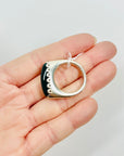 1960s DANISH BRUTALIST EMERALD GREEN GLASS SILVER RING