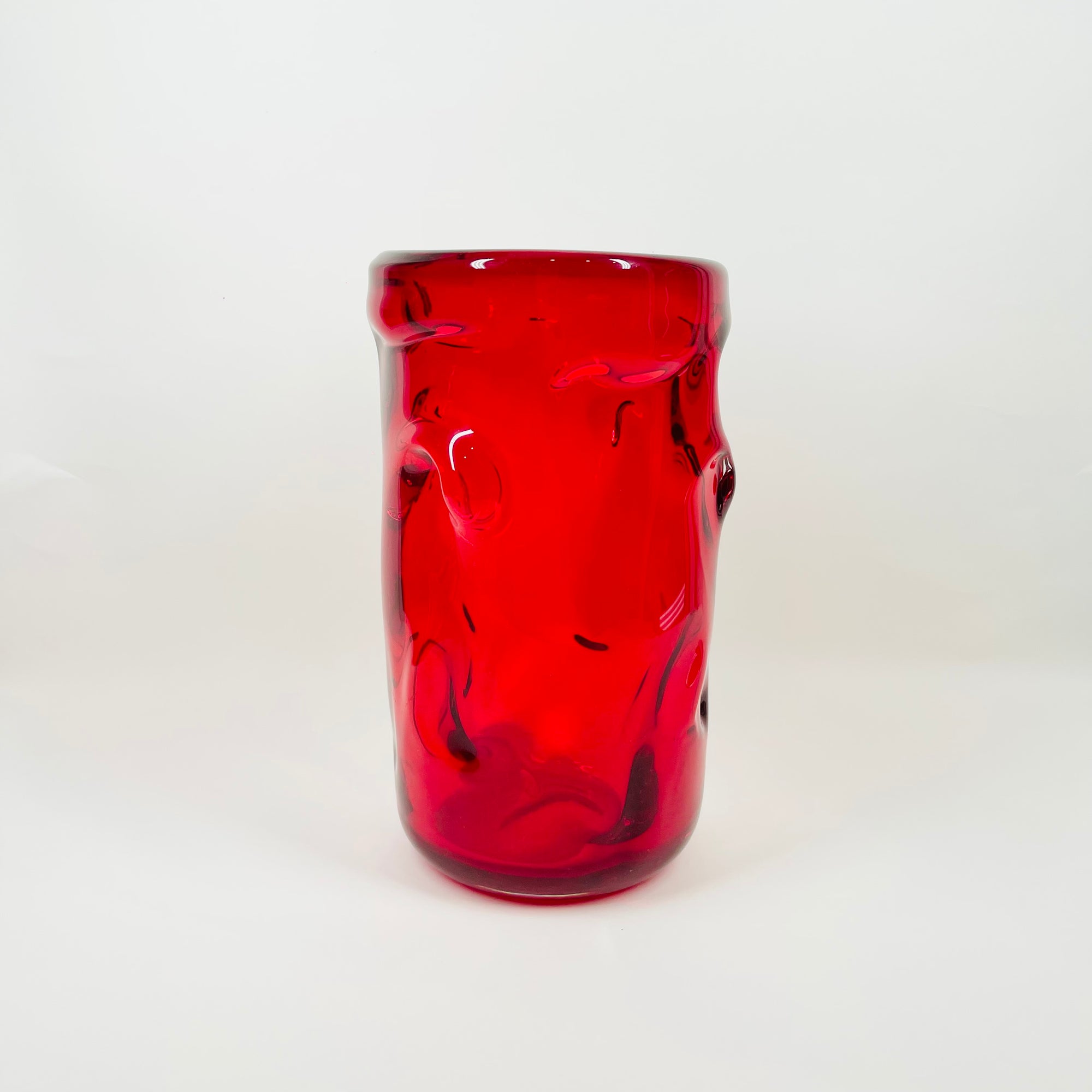WHITEFRIARS RUBY RED GLASS BULBOUS VASE