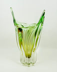 1970s JAPANESE LIME GREEN OMBRE SOMMERSO GLASS VASE