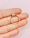 60s MODERNIST SILVER RING WITH WHITE SAPPHIRE PAVE