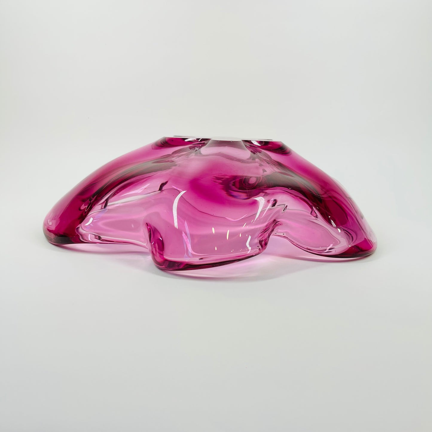 1970s PINK MURANO GLASS FLOWER BOWL