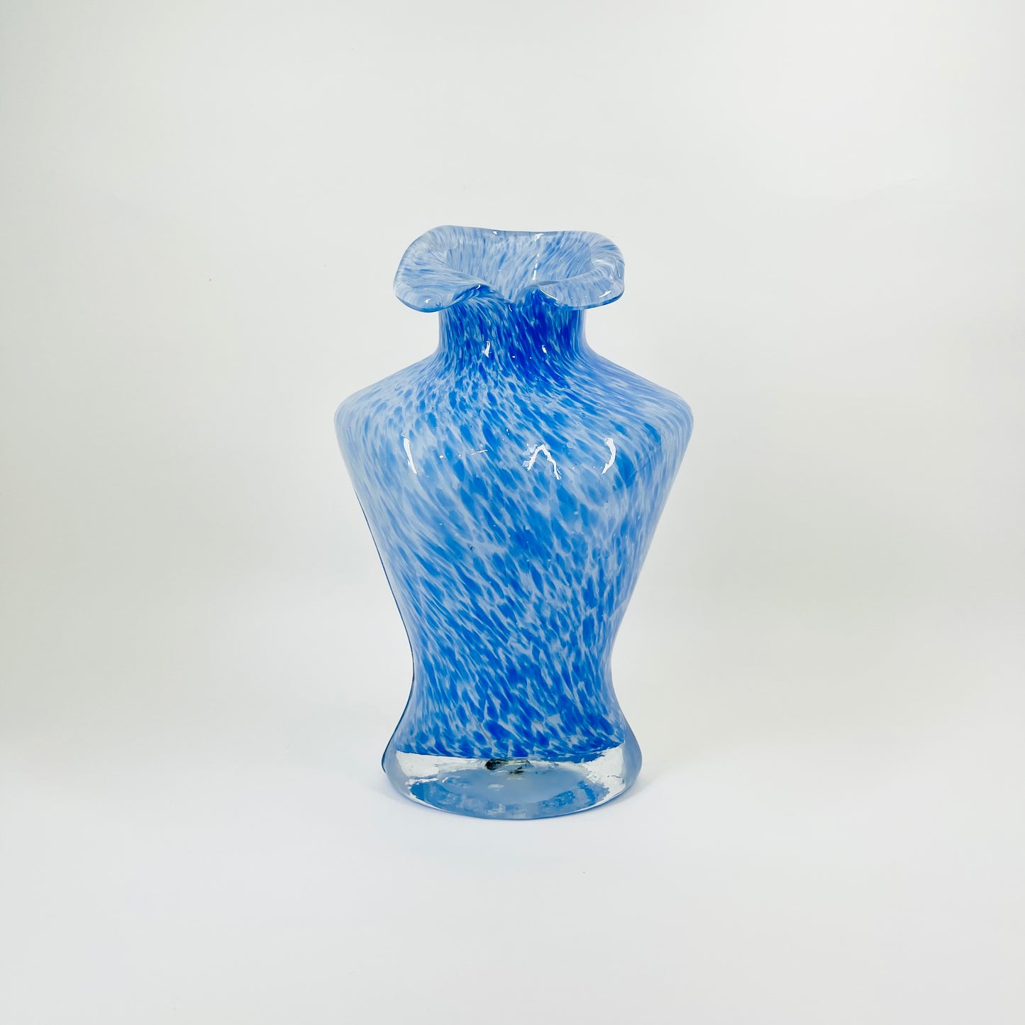 1980s MURANO BLUE SPATTER GLASS BUST VASE