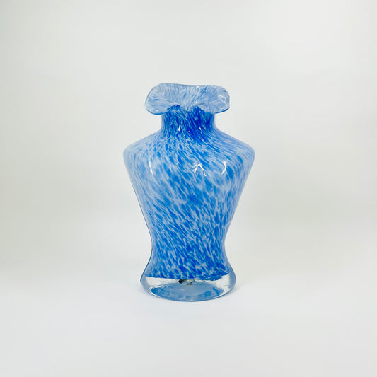 1980s MURANO BLUE SPATTER GLASS BUST VASE