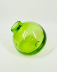 1980s HAND MADE GREEN GLASS POSY SLANT VASE