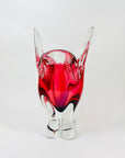 1960s SKLO UNION GREEN SOMMERSO GLASS VASE BY JOSEF HOSPODKA