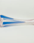 1980s AUSTRALIAN MOUTH BLOWN PINK BLUE ABSTRACT ART GLASS SWUNG VASE BY STEPHEN MORRIS