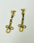 VINTAGE LIMITED EDITION CHRISTIAN DIOR TWIST ROPE RIBBONS DROP PIERCED EARRINGs