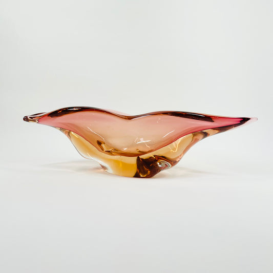 1950s MURANO PINK PEACH OMBRE SOMMERSO GLASS LIPS BOWL