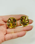 1980s CHANEL HOLLOW LETTERS CC LOGO BUTTON CLIP ON EARRINGS