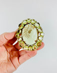 VICTORIAN STYLE CAMEO URANIUM GLASS BROOCH