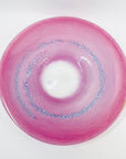 1980s AUSTRALIAN MOUTH BLOWN PINK PURPLE SPATTER ART GLASS SHALLOW BOWL/CHARGER