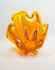 1970s JAPANESE MANDARIN/ORANGE SOMMERSO GLASS HANDKERCHIEF VASE/BOWL