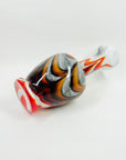 1970s ITALIAN EMPOLI CASED WHITE GLASS ORANGE SWIRLS VASE