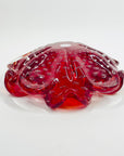 1960s CZECH RUBY RED GLASS ASHTRAY/BOWL WITH CONTROLLED BUBBLES