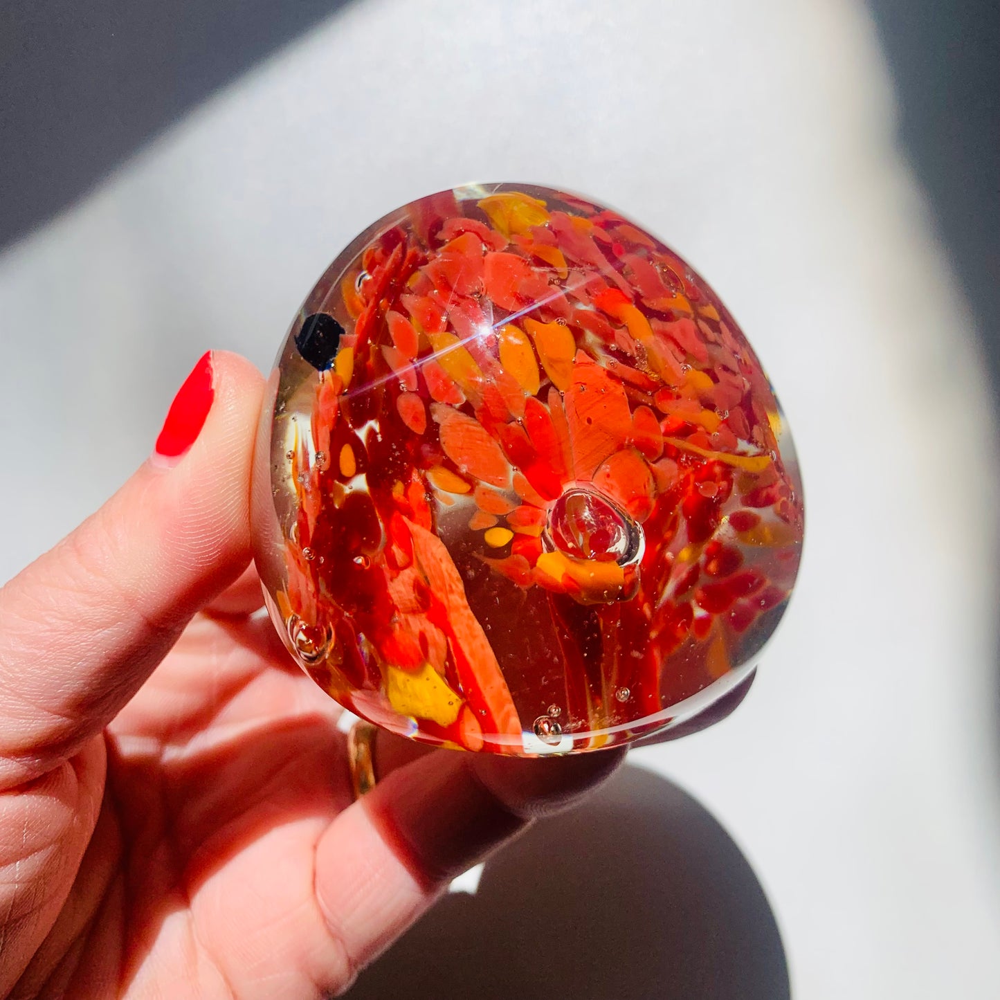 MCM MULTI SPATTER ART GLASS PAPERWEIGHT