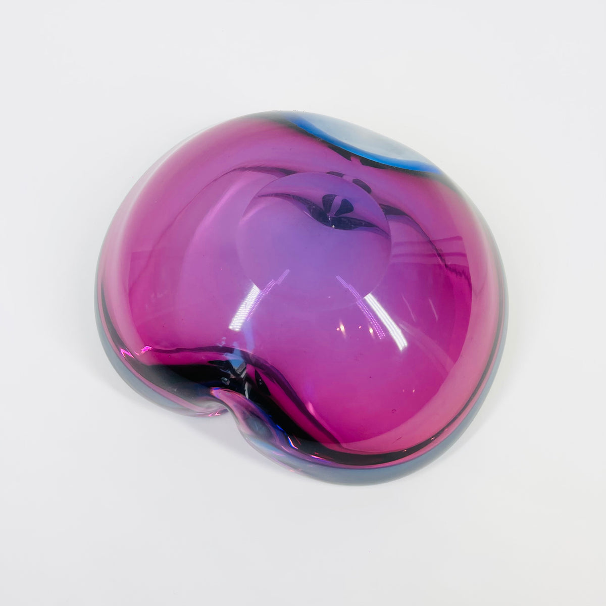 1960s PINK PURPLE COBALT BLUE SOMMERSO FACETED INFINITY GLASS BOWL
