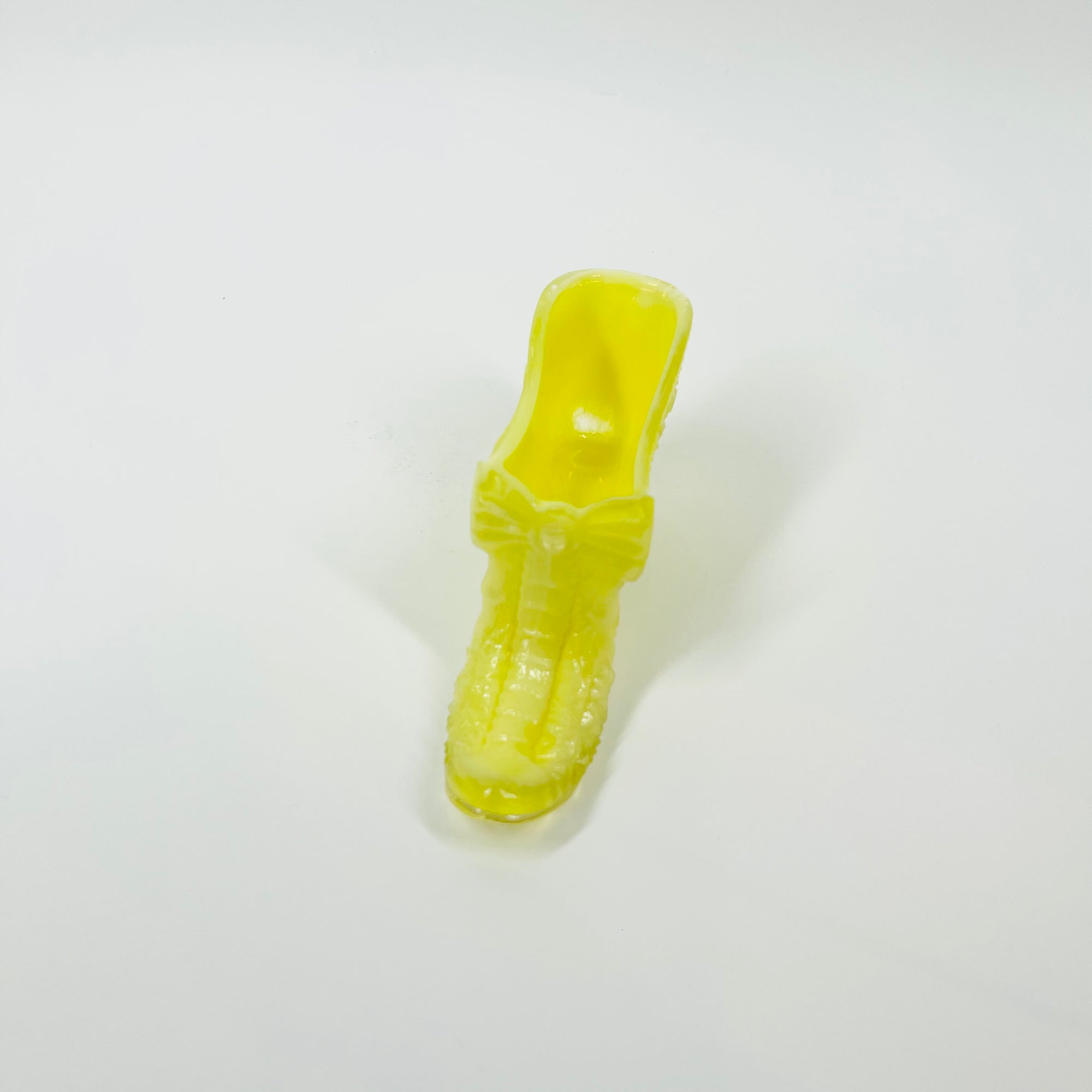 1940s FENTON PRESSED COLOUR MILK GLASS BOOT/MINI VASE