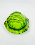 1950s GREEN YELLOW MURANO MANDRUZZATO SOMMERSO FACETED GLASS BOWL/ASHTRAY
