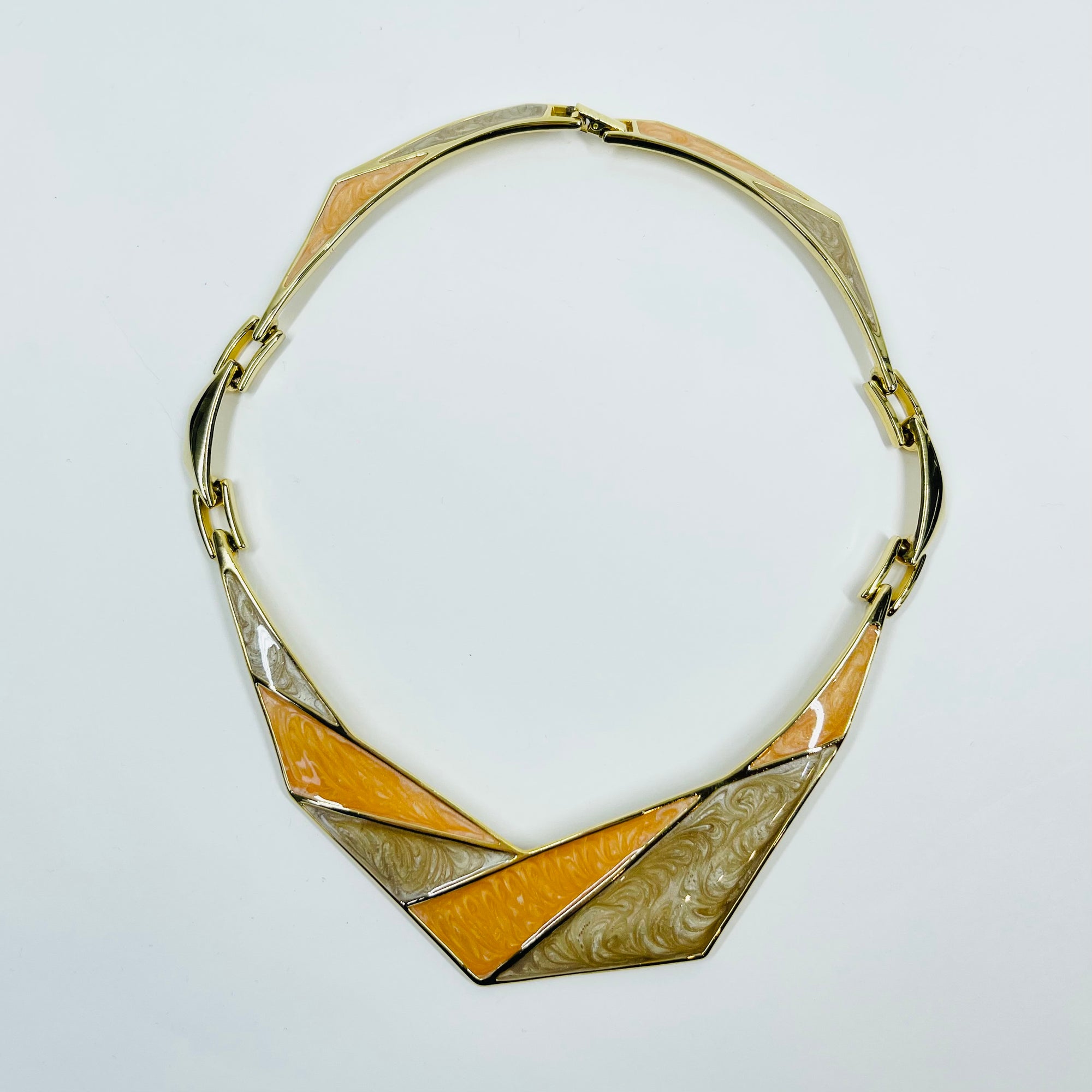 1970s BARCS CORAL ORANGE ENAMEL NECKLACE SUITE