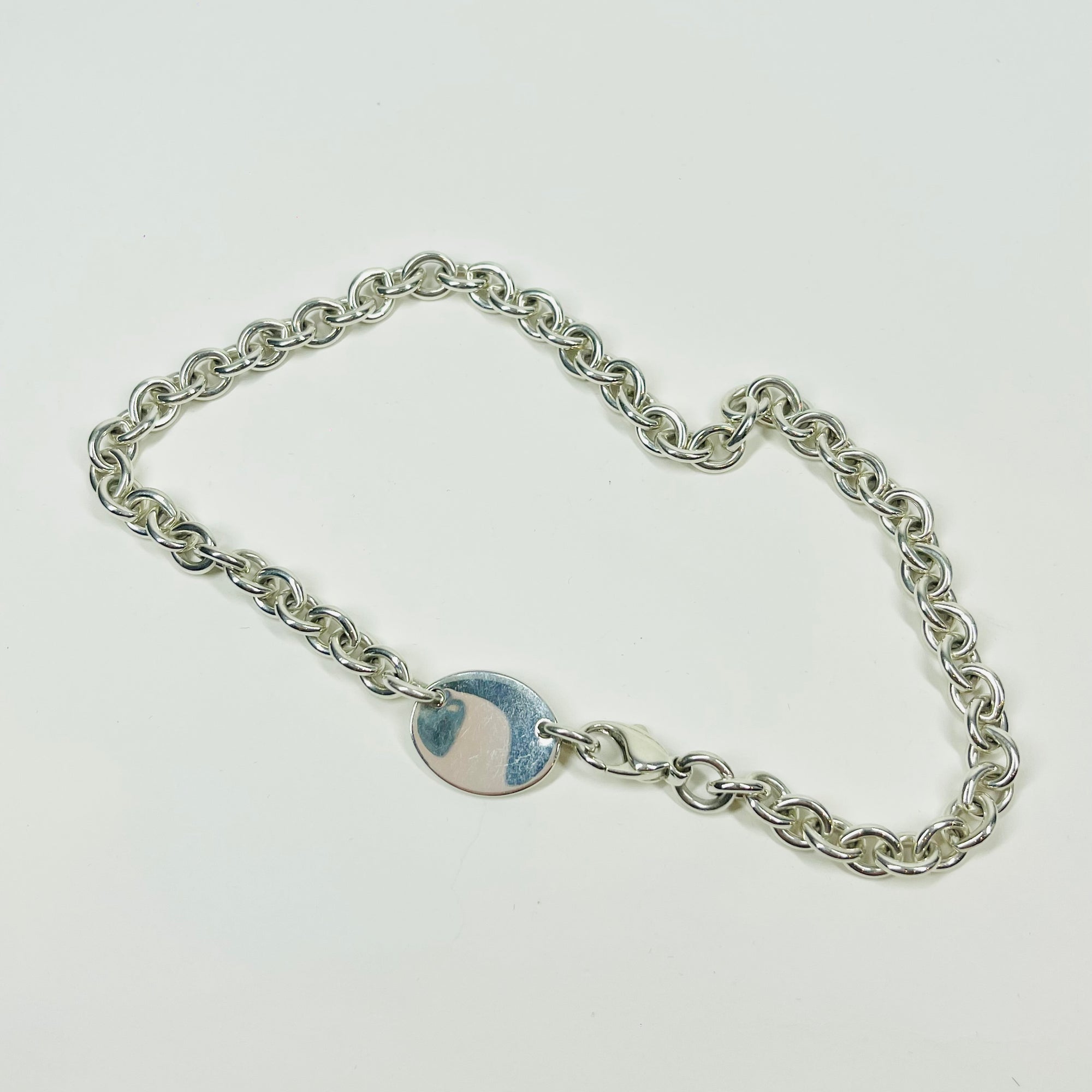 1990s TIFFANY &amp; CO RETURN TO ADDRESS SILVER NECKLACE