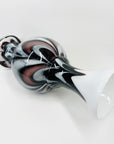 LARGE 1960s ITALIAN EMPOLI CASED WHITE GLASS VASE WITH BLACK AMETHYST SWIRLS