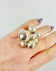 1960s DANISH BRUTALIST BUBBLES SILVER RING