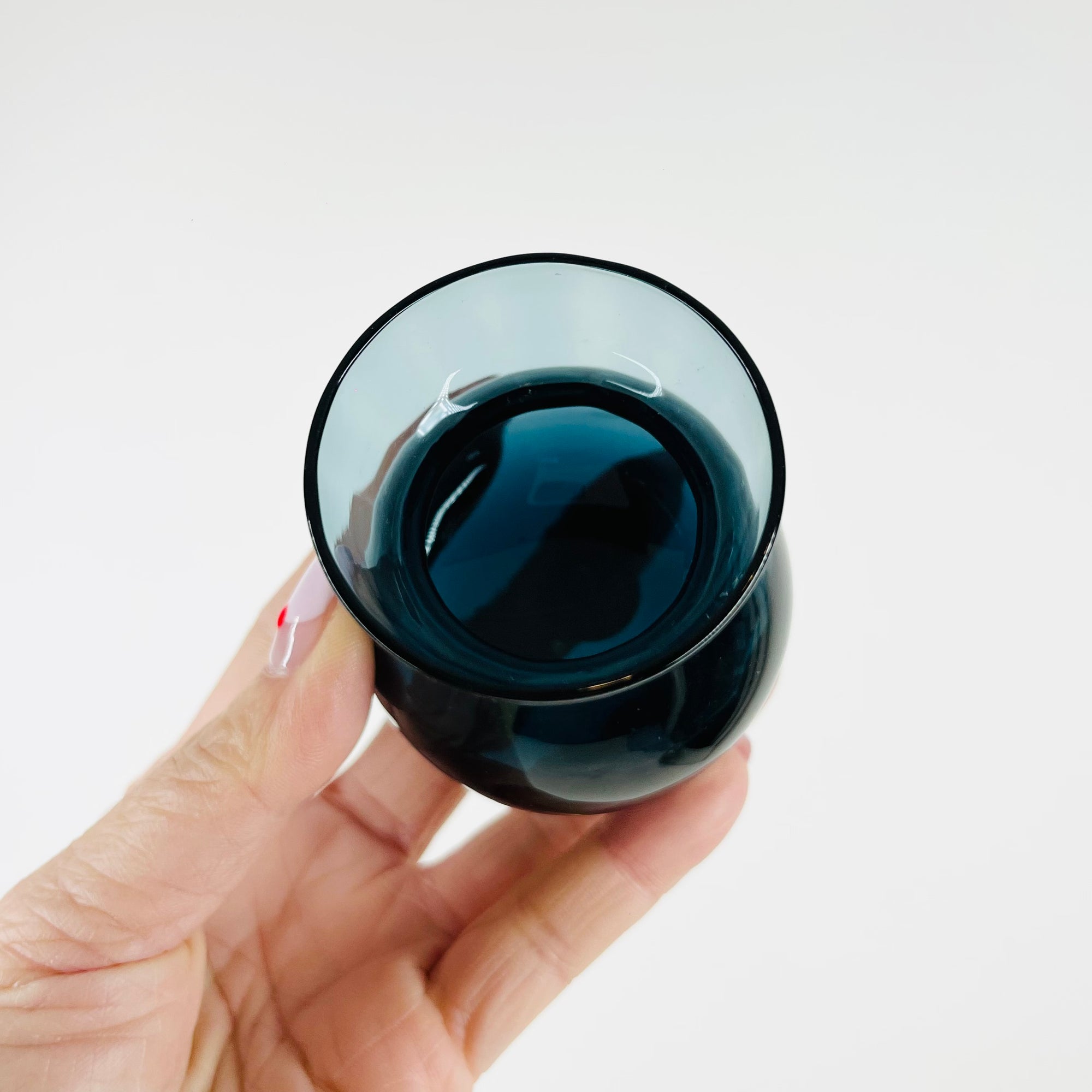 1960s ORREFORS TEAL GREY GLASS MINIATURE VASE