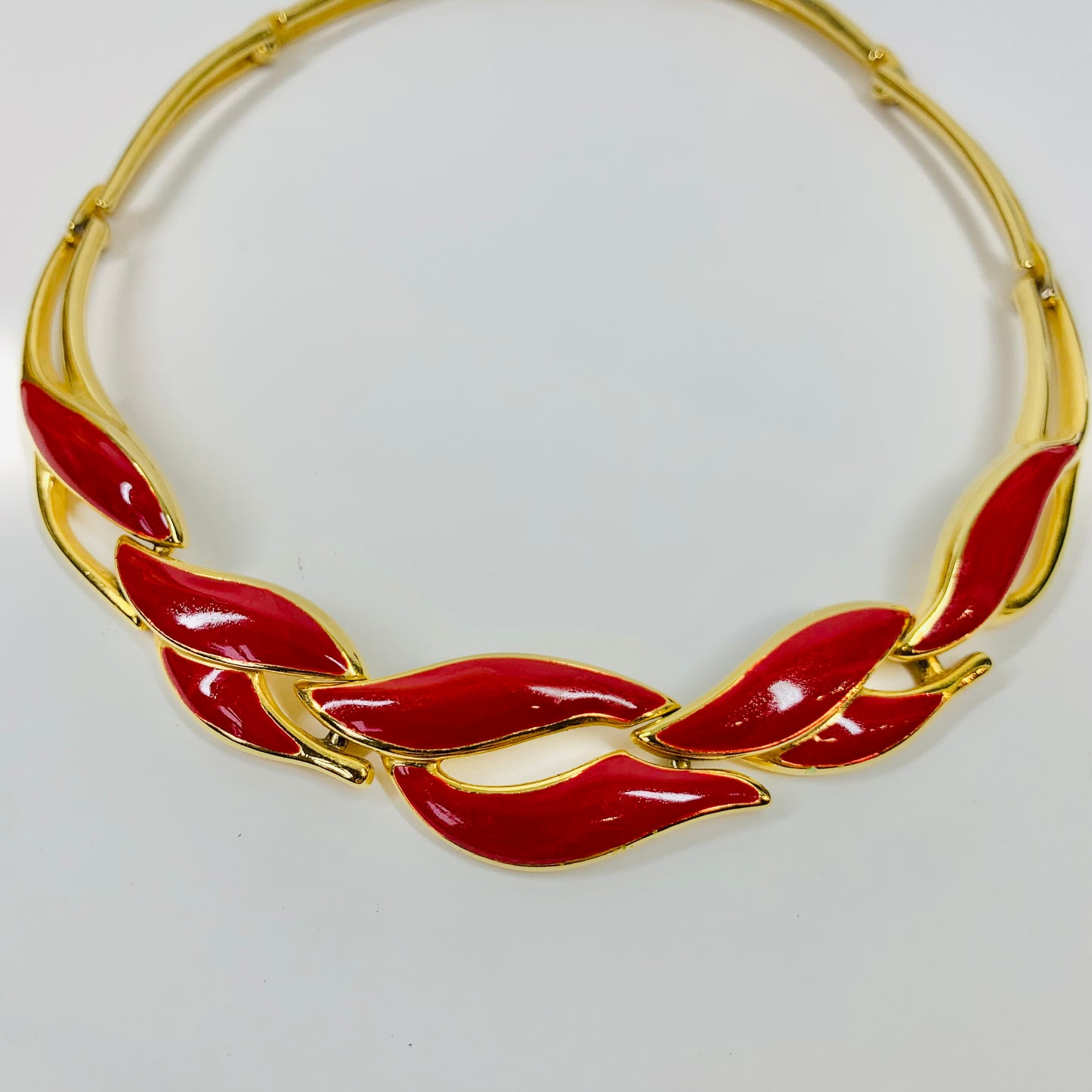 70s BARCS RED ENAMEL NECKLACE SUITE